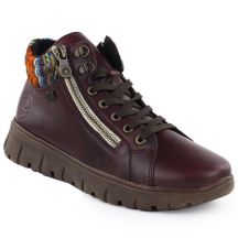 Women's leather ankle boots, burgundy, Rieker N1305-35