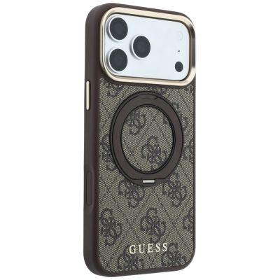 4. Guess Ring Stand 360 4G Classic Logo MagSafe Case for iPhone 18 Pro / 17 Pro - Brown