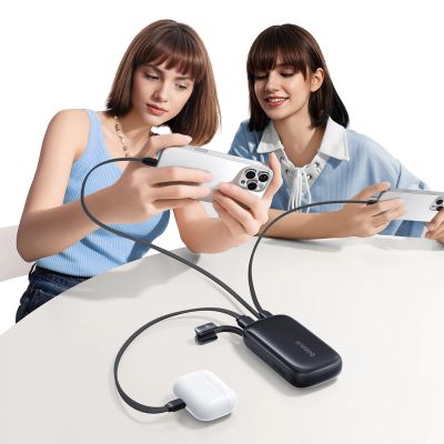 7. Baseus EnerFill FC21 Qpow 3 Ultra 10000mAh 45W Power Bank with Attached Lanyard Cable - Black