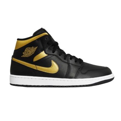 Air Jordan 1 Mid (GS) Basketball Shoe Black/Metallic Gold - DQ8426-071