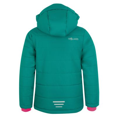 2. Trollkids Kids Hemsedal Snow Jacket XT winter ski jacket with hood green (513-312)