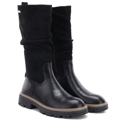 4. Women's warm, ruffled boots, black M.Daszyński SA259-