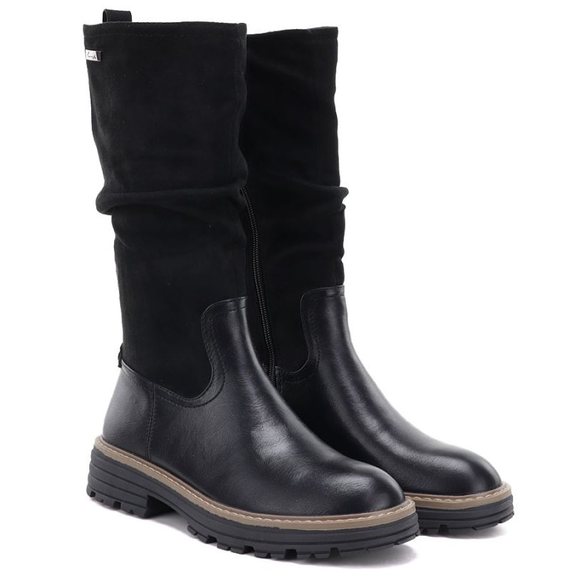 4. Women's warm, ruffled boots, black M.Daszyński SA259-
