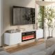 3. TULA TV cabinet 183x35x37 white matt + black fireplace