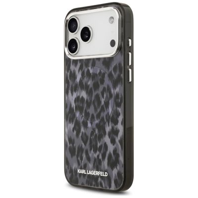 2. Karl Lagerfeld IML Leopard Pattern MagSafe Case for iPhone 17 Pro Max - Black