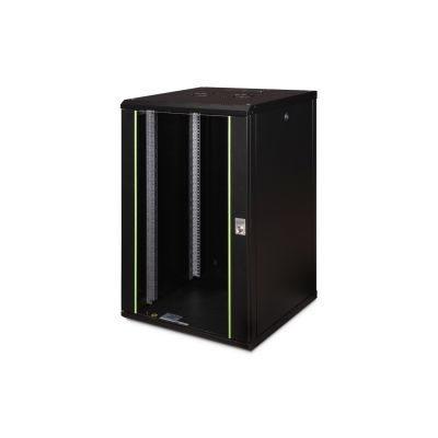 11. Digitus Unique 19" 20U rackmount network cabinet 600x600, glass door, black, undivided, assembled, 100kg