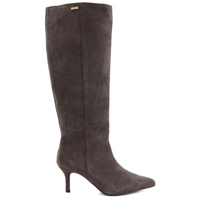 2. Women's leather boots with a high heel, insulated, brown, Big Star UU274497