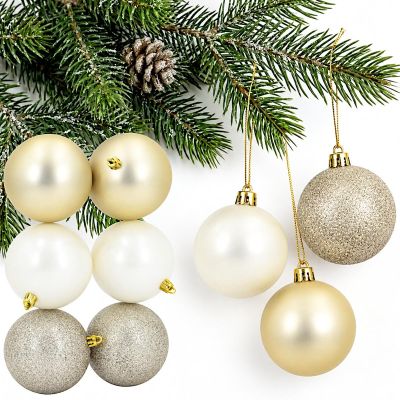 DECORATIVE PLASTIC SHATTER-RESISTANT BAUBLES 6 PCS 80 MM NOELLE
