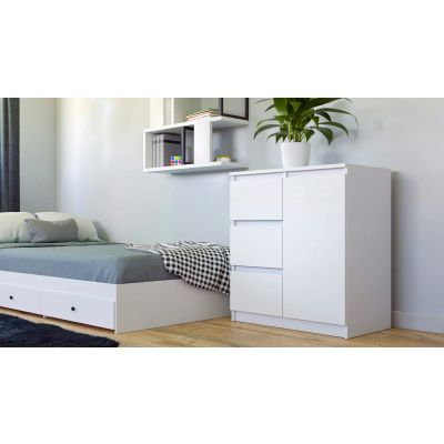 3. CHEST OF DRAWERS 1 DOOR 3 DRAWERS WHITE SET
