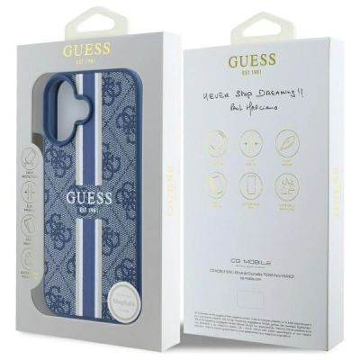 8. Guess 4G Printed Stripes MagSafe case for iPhone 16 - blue