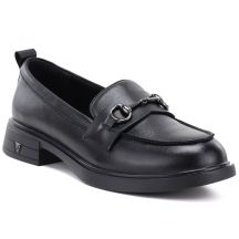 Women's leather loafers, black, Vinceza 133115
