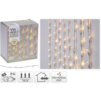 15. CHRISTMAS TREE LIGHTS LIGHT CURTAIN WATERFALL OUTDOOR 320 LED WARM WHITE 5 SPEEDS