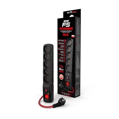 2. ACAR F5 POWER Black 5 x 230 V mains socket 10 m