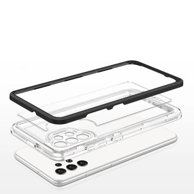 5. Clear 3in1 Case for Samsung Galaxy A72 4G Frame Gel Cover Black