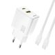 Dudao A27TCEU PD 30W GaN USB-A USB-C Wall Charger with USB-C Cable - White