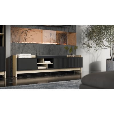 3. PORTO 3D TV cabinet 190x38x50 oak/black