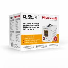 KEMOT PROsinus-800 emergency power supply, pure sine wave converter with charging function 12V 230V 800VA/500W