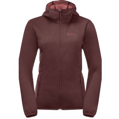 8. Jack Wolfskin Windhain Hoody W women's softshell jacket with hood, red (1307481_2866)