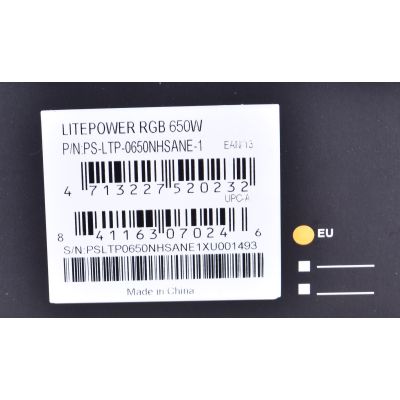 9. Thermaltake Litepower RGB PS-LTP-0650NHSANE-1 Power Supply (650W; Active; 120mm)