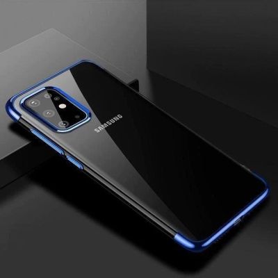 2. Clear Color Case Gel TPU Electroplating frame Cover for Samsung Galaxy A72 4G blue