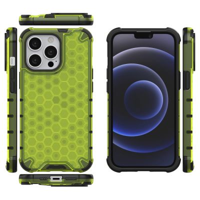 2. Honeycomb Case armor cover with TPU Bumper for iPhone 13 Pro green