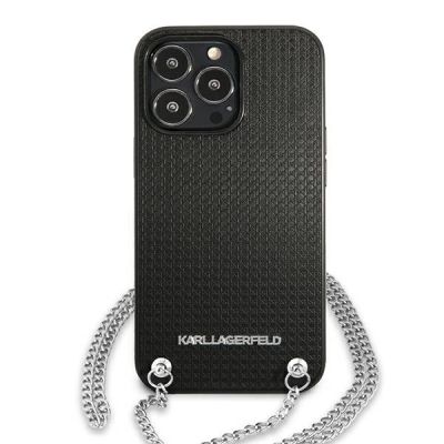 3. Karl Lagerfeld Leather Textured and Chain Case for iPhone 13 Pro Max 6.7" - Black