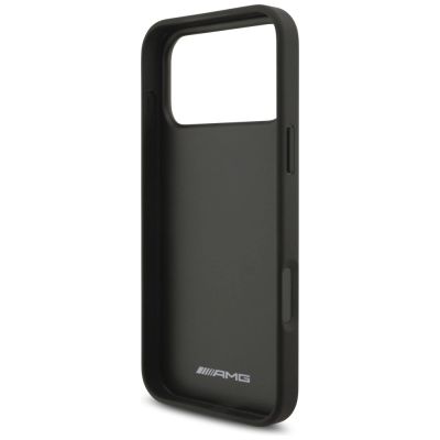 7. AMG Leather Debossed Lines Logo Case for iPhone 17 Pro Max - Black