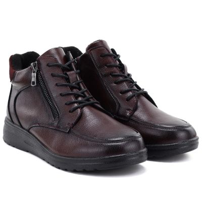 4. Burgundy women's insulated leather wedge ankle boots – Potocki JE19502