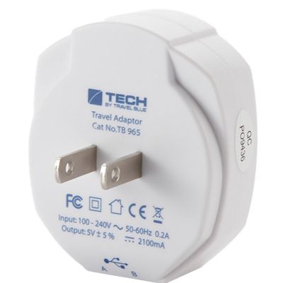 4. TRAVEL BLUE 2-USB MAINS CHARGER – USA