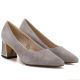 3. Women's leather shoes with a decorative block heel, beige Vinceza 26-66921
