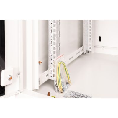 14. Unique 19" 12U 600x600 wall-mounted network cabinet, glass door, gray, undivided, assembled, 100kg