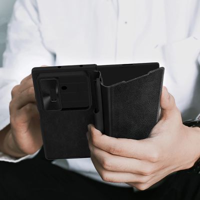 9. Nillkin Qin Pro Case for Samsung Galaxy Z Fold 7 with S Pen Space - Black