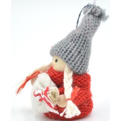 4. DECORATIVE DOLL WITH BAG RED GIRL 7.5 CM