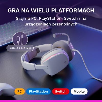 9. Glorious Gaming Glorious GHS Eternal RGB – RGB Stereo Gaming Headphones for PC, PS5, PS4, Switch – Custom-Tuned Drivers, Detachable Microphone, USB-C – Durable, 24/7 Comfort – White