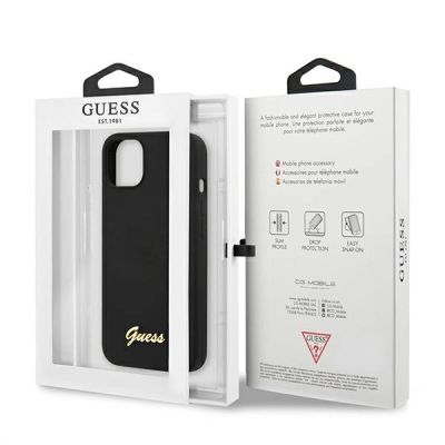 7. Guess GUHMP13MLSLMGBK iPhone 13 6.1" black/black hardcase Silicone Script Gold Logo Magsafe