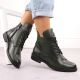 7. Women's lace-up and zippered green ankle boots Potocki SZ12179