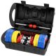 2. Colorful dumbbells with barbell function in a HMS SKC20 case 2 x 10 kg