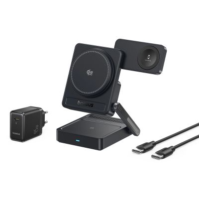 2. Baseus PicoGo AF21 3in1 Qi2.2 35W Wireless Charger with 45W EU Power Adapter and 1m USB-C Cable - Black