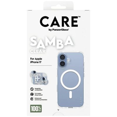5. CARE by PanzerGlass Fashionable Samba Case w. White MagSafe for iPhone 17 - Transparent