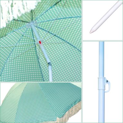 10. BEACH AND GARDEN UMBRELLA WITH FRINGE 174 CM GREEN