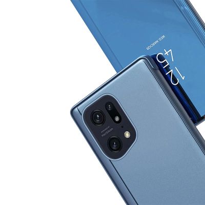 6. Clear View Case cover for Oppo Find X5 Pro cover with a flap black