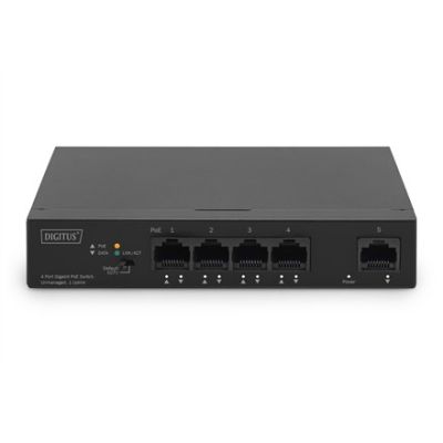5. Digitus Gigabit Ethernet PoE Switch, 4 PoE ports + 1 uplink port, available PoE power: 60 W