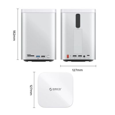 2. Orico MiniTower Docking Station with Hard Drive Bays for up to 56TB - Silver