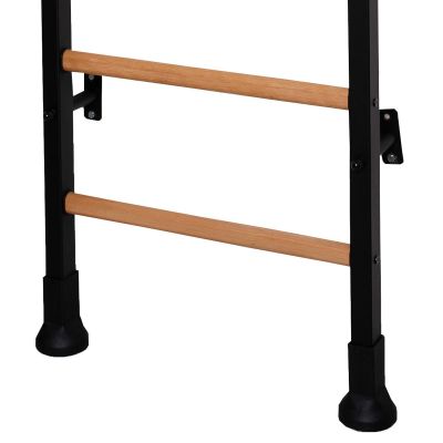 17. GYMNASTIC WOODEN AND METAL EXTENSION WALL BAR WITH METAL HANDLE IN OAK COLOUR BENCHK 511