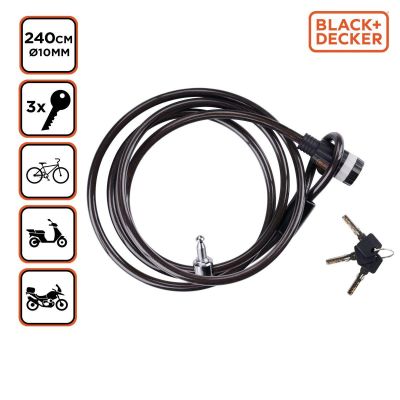 4. BIKE LOCK WITH CABLE LOCK 10x2400MM FAMILY BLACK+DECKER