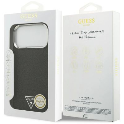 8. Guess Glitter Triangle Logo MagSafe Case for iPhone 17 Pro Max - Black