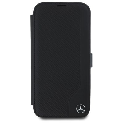 3. Mercedes Leather Wood Imitation iPhone 16 Case - Black