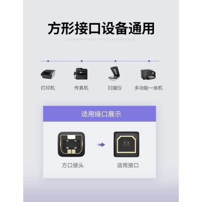 6. Ugreen USB Type B printer cable (male) - USB 2.0 (male) 480 Mbps 2 m black (US135 20847)