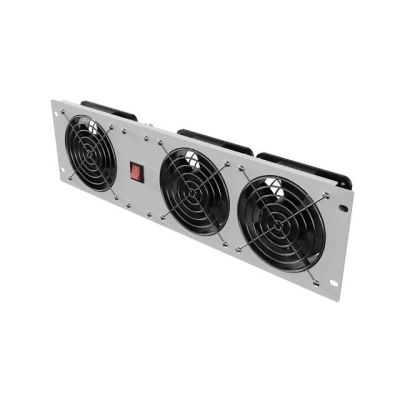4. LANBERG VERTICAL VENTILATION PANEL 3U 19" FOR RACK CABINETS THREE FANS 230V GRAY