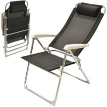 HIGH DELUXE CAMPING CHAIR WITH HEADREST ALUMINUM ANTHRACITE REDCLIFFS